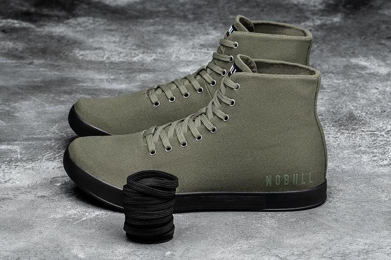 Dark / Green Nobull High-Top Ivy Canvas Women's Trainers | CA P1964J